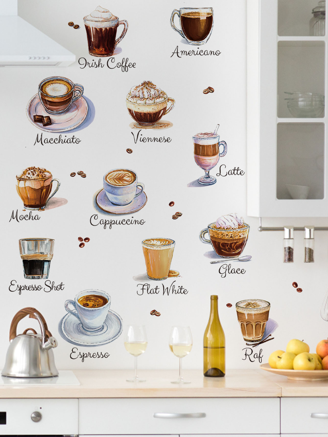 Coffee Cup Wall Stickers Self  - Pvc Panel Background ulasan dan harga