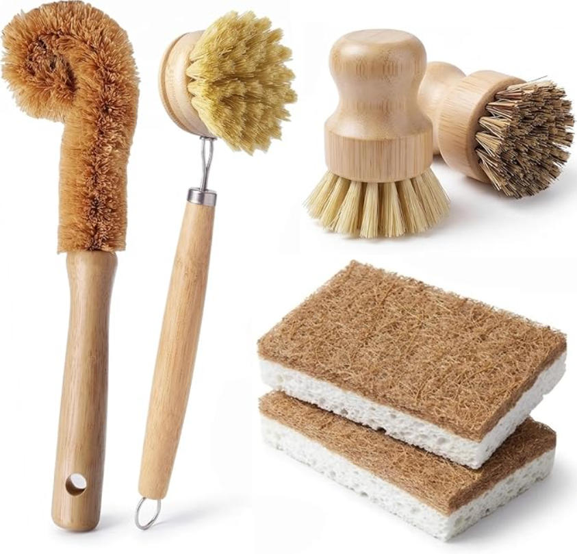 6 PCS Bamboo Dish Brush Set -  - Substrate Coconut Fiber ulasan dan harga